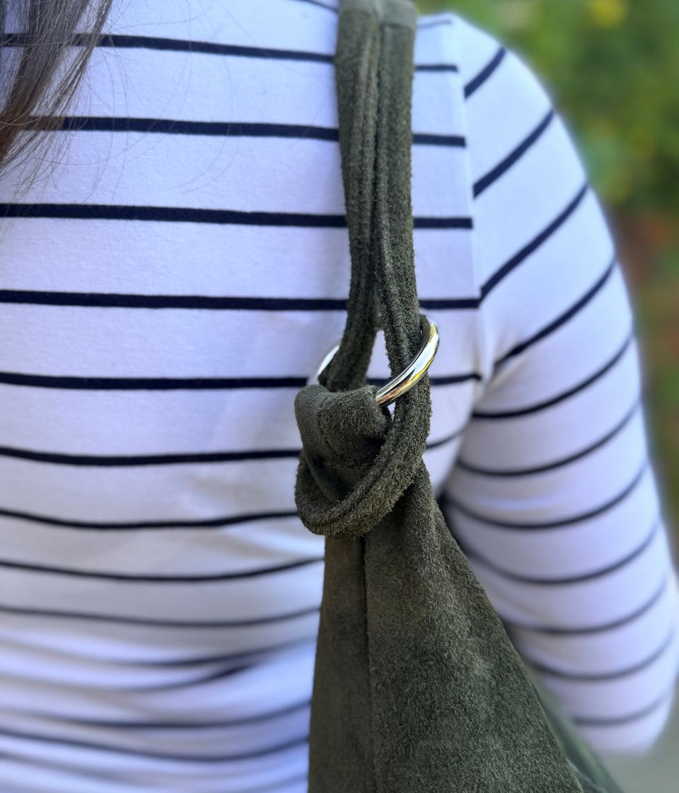 Green Suede Willow Slouch Bag