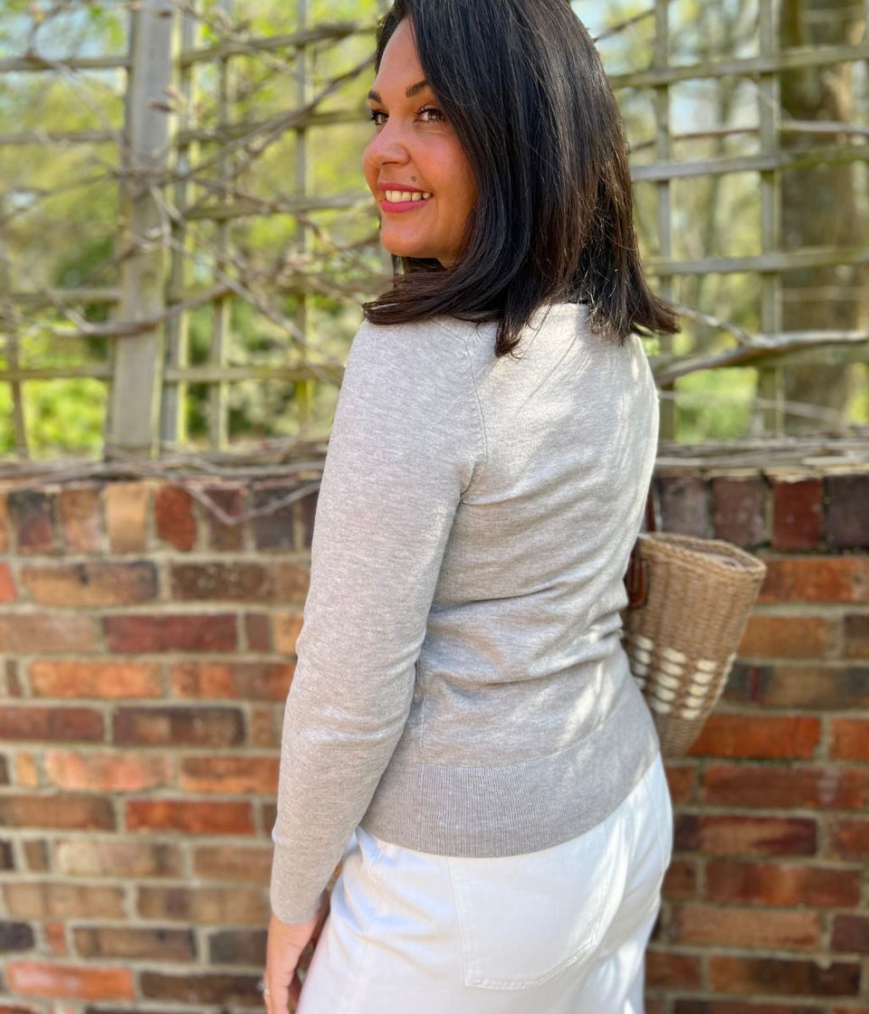 Oatmeal Collared Wool Blend Cardigan