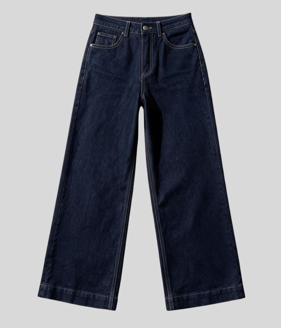 Indigo Wide Leg Stretch Denim Jeans