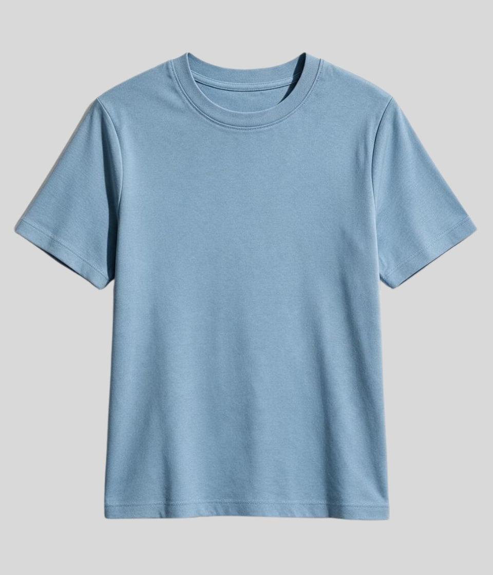 Dusty Blue Organic Cotton Short Sleeve T Shirt