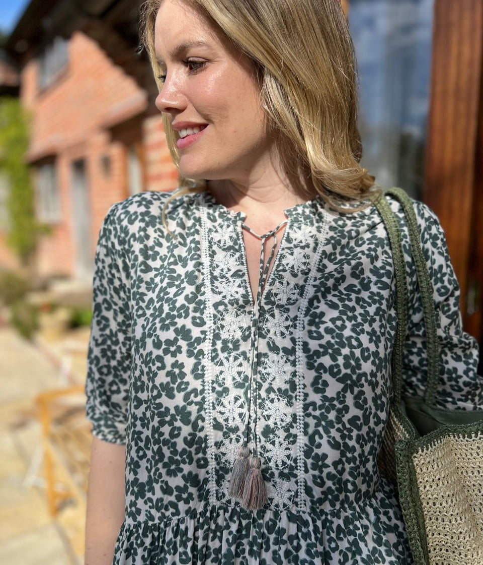 Brakeburn Leopard Floral Midi Dress