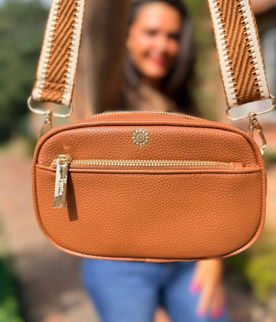 POM Chestnut Brown Vegan Leather Camera Bag