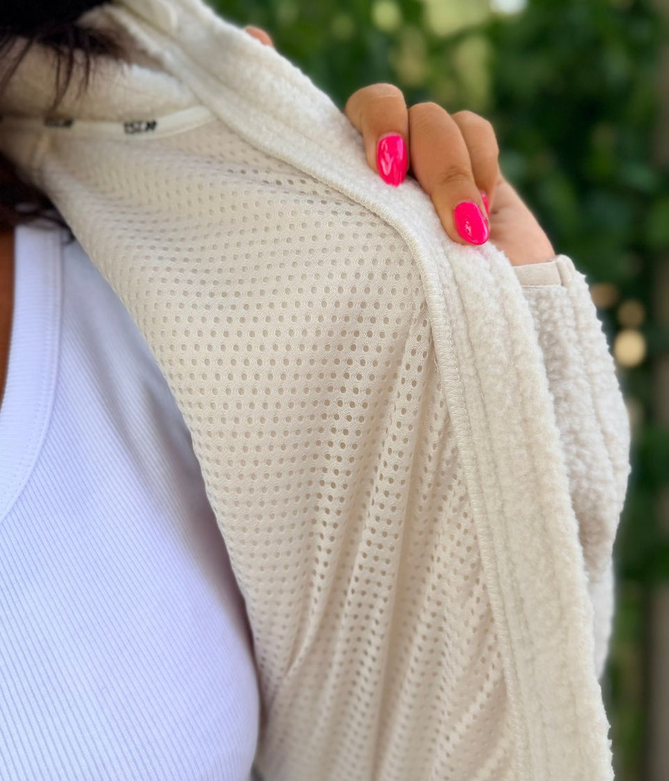 Ivory Full Zip Borg Fleece