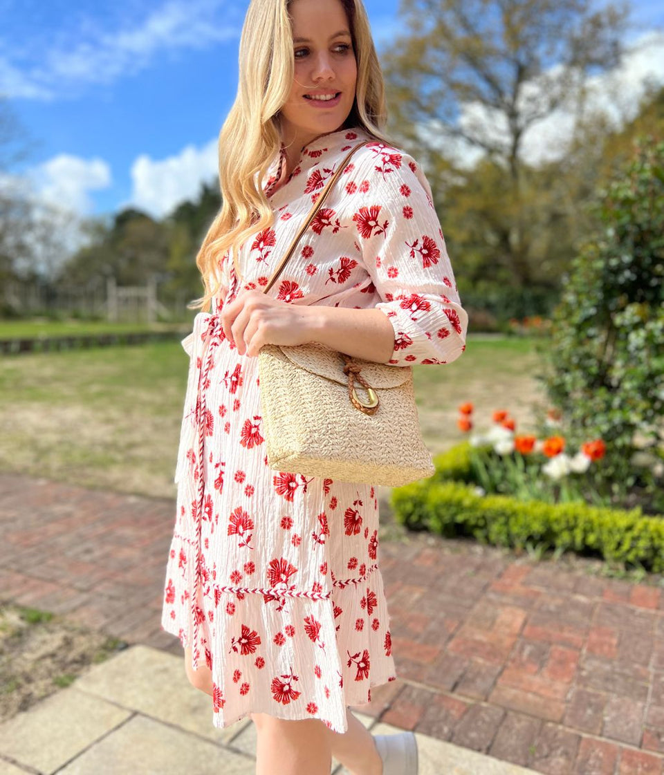 Brakeburn Ivory & Red Floral Dress