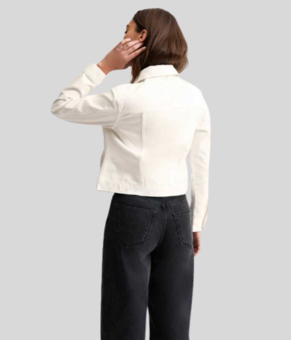 White Button Front Denim Jacket