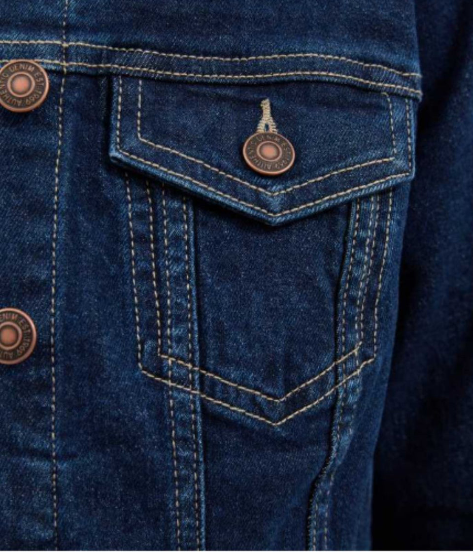 Dark Indigo Button Front Denim Jacket