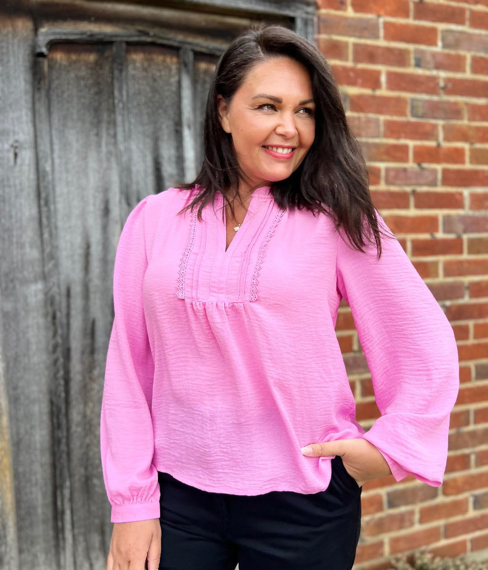 Pink Rachel Pintuck Blouse