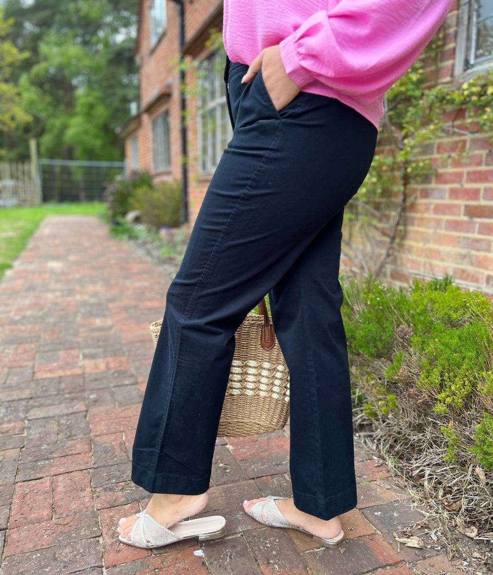 Black Straight Leg Chino Trousers