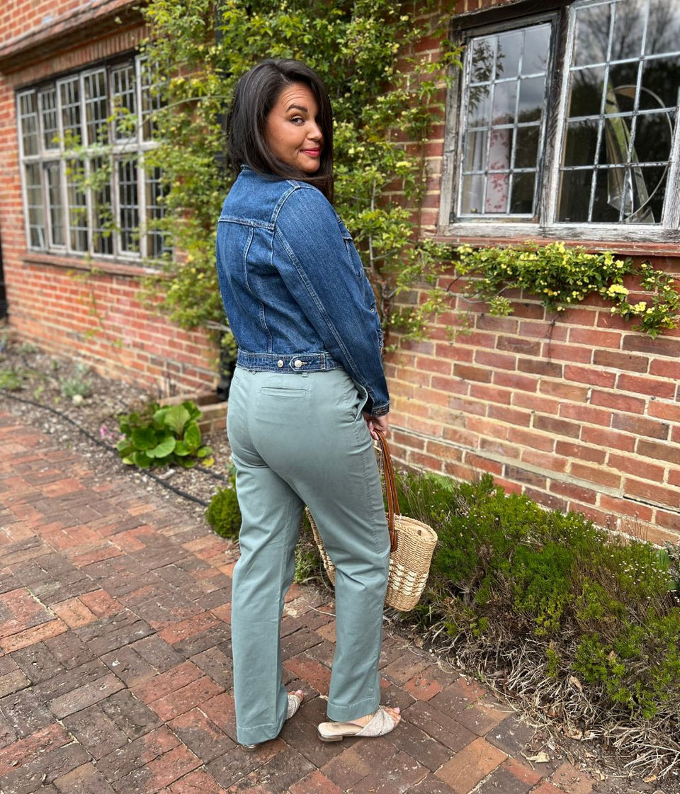 Green Straight Leg Chino Trousers