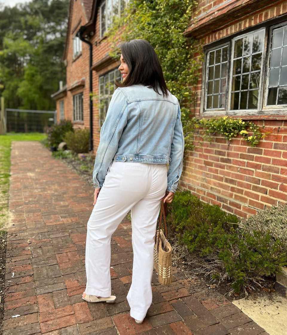 White Straight Leg Chino Trousers