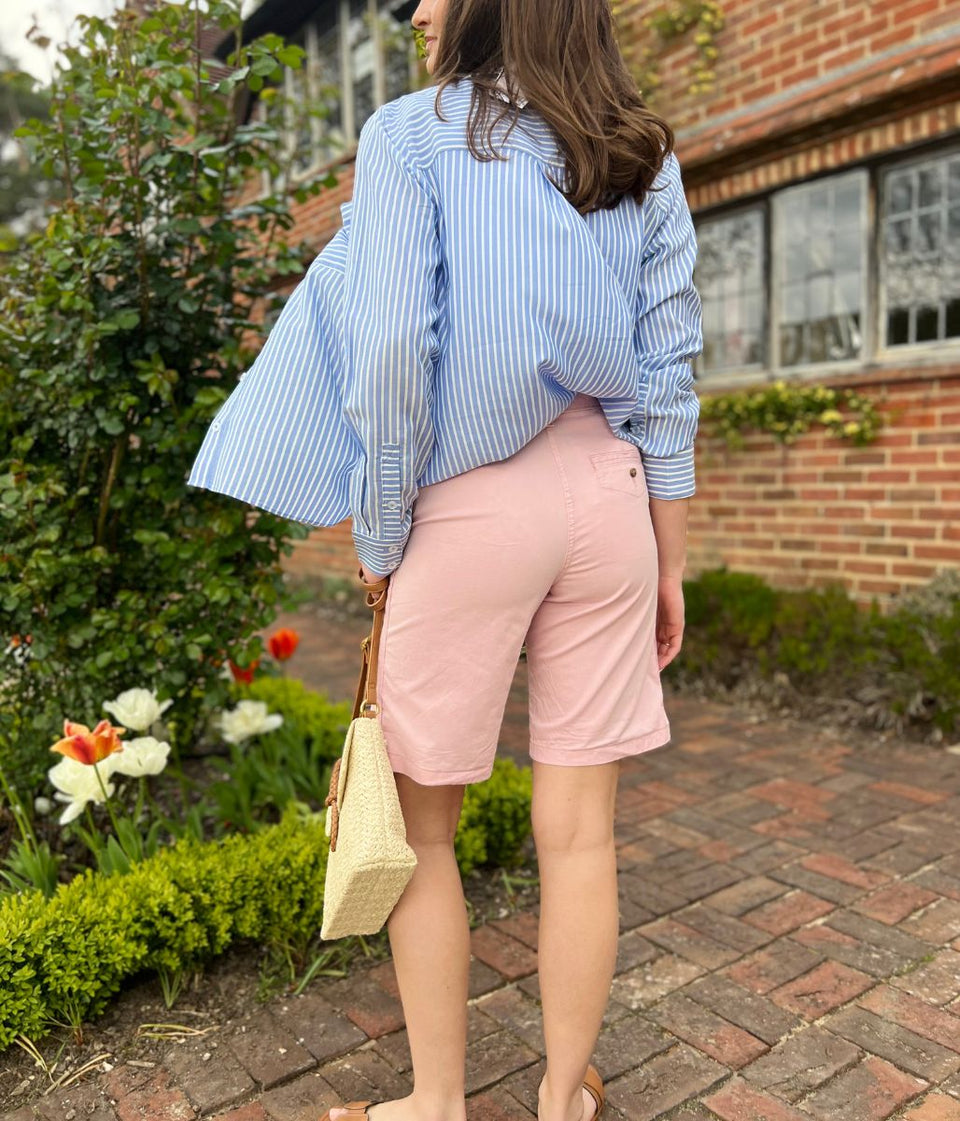 Pink High Waisted Chino Shorts