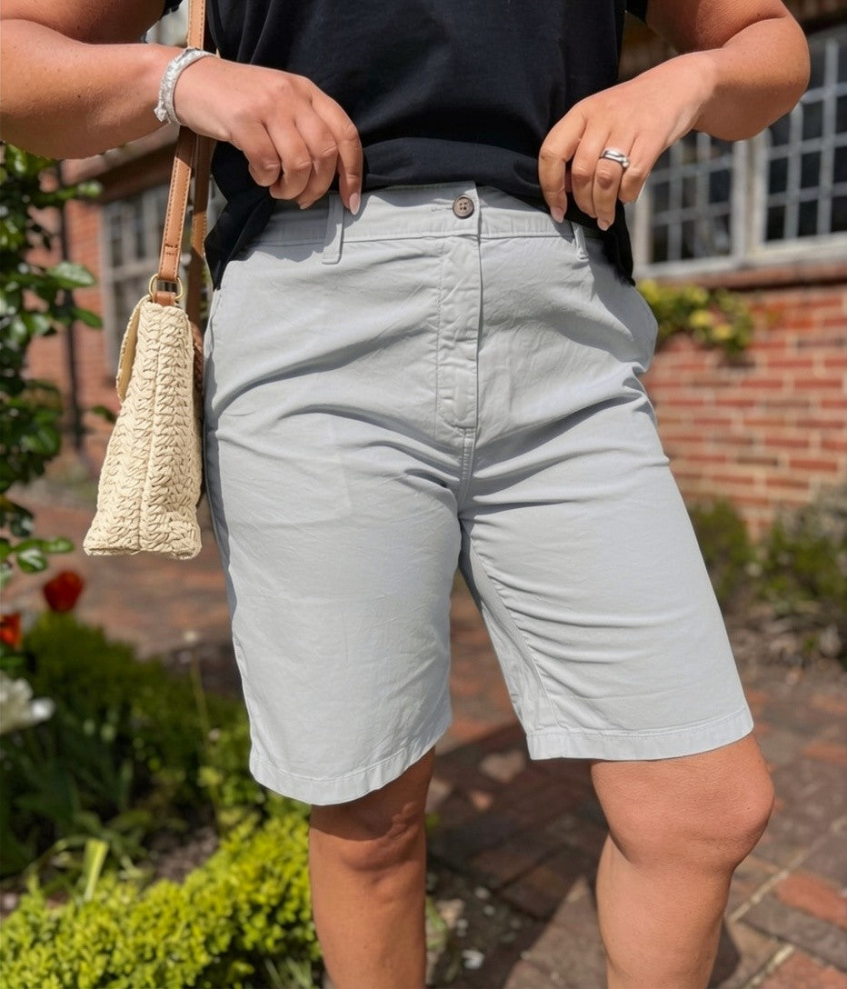 Light Grey High Waisted Chino Shorts