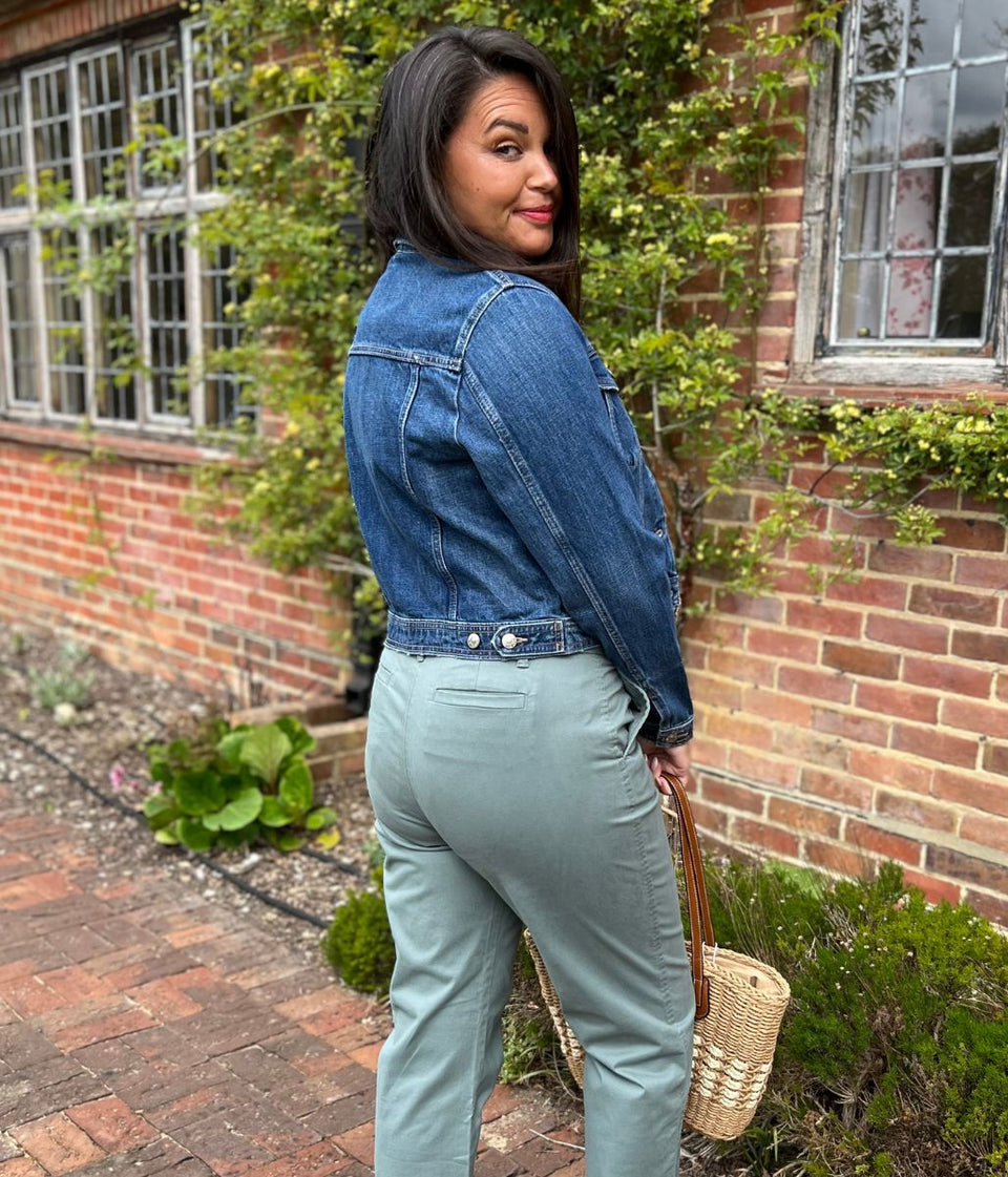 Blue Denim Fitted Trucker Jacket