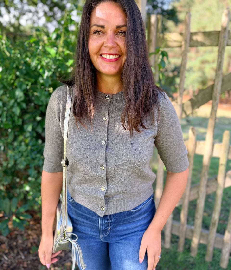 Nutmeg Air Yarn Half Sleeve Cardigan