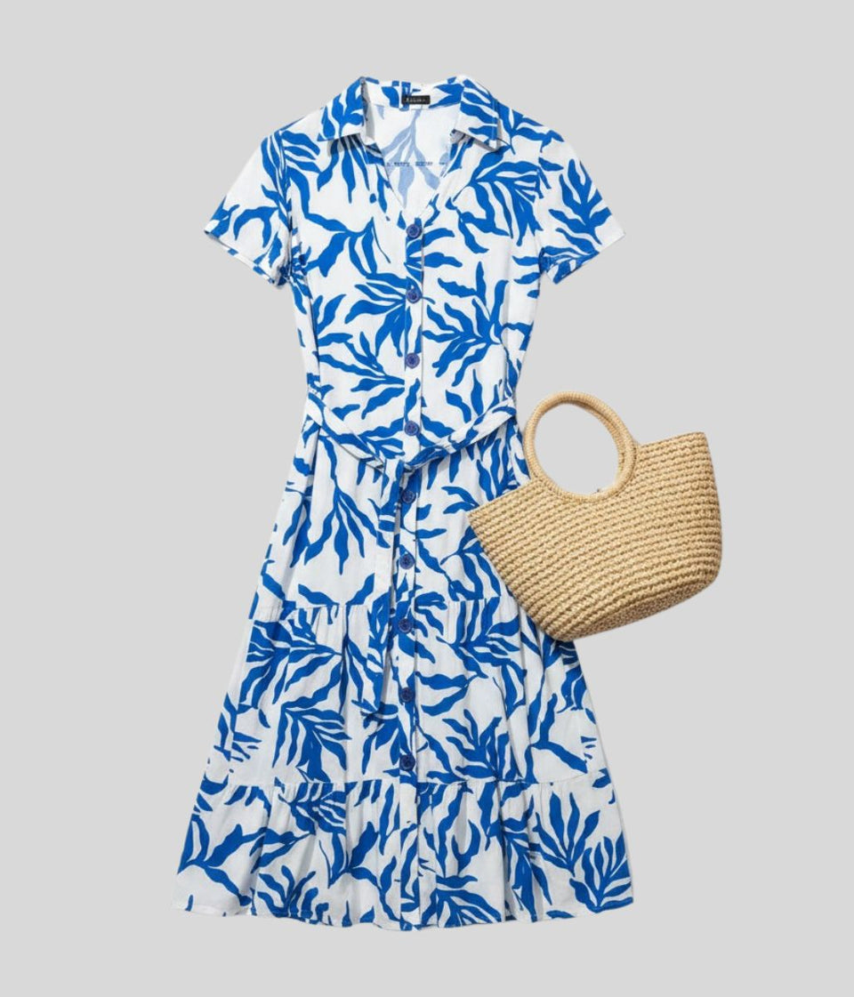 Blue Printed Amalfi Shirt Dress