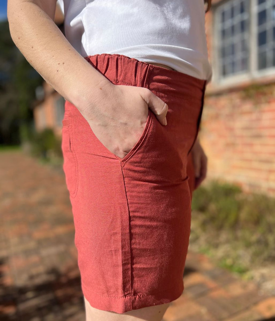 Paprika Linen Blend Shorts