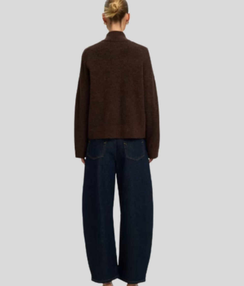 Chocolate Designer Sia Alpaca Wool Zip Cardigan