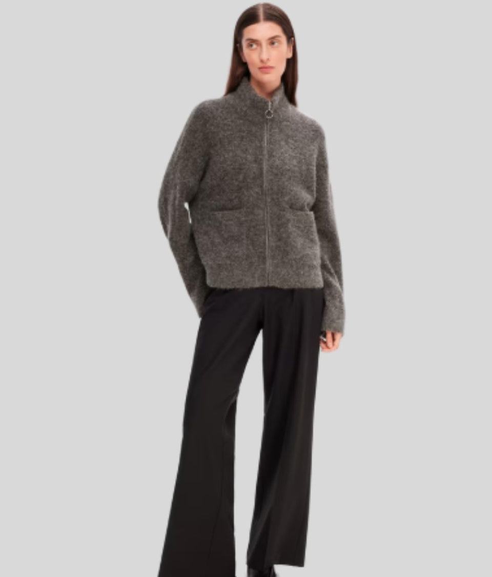 Grey Designer Sia Alpaca Wool Zip Cardigan