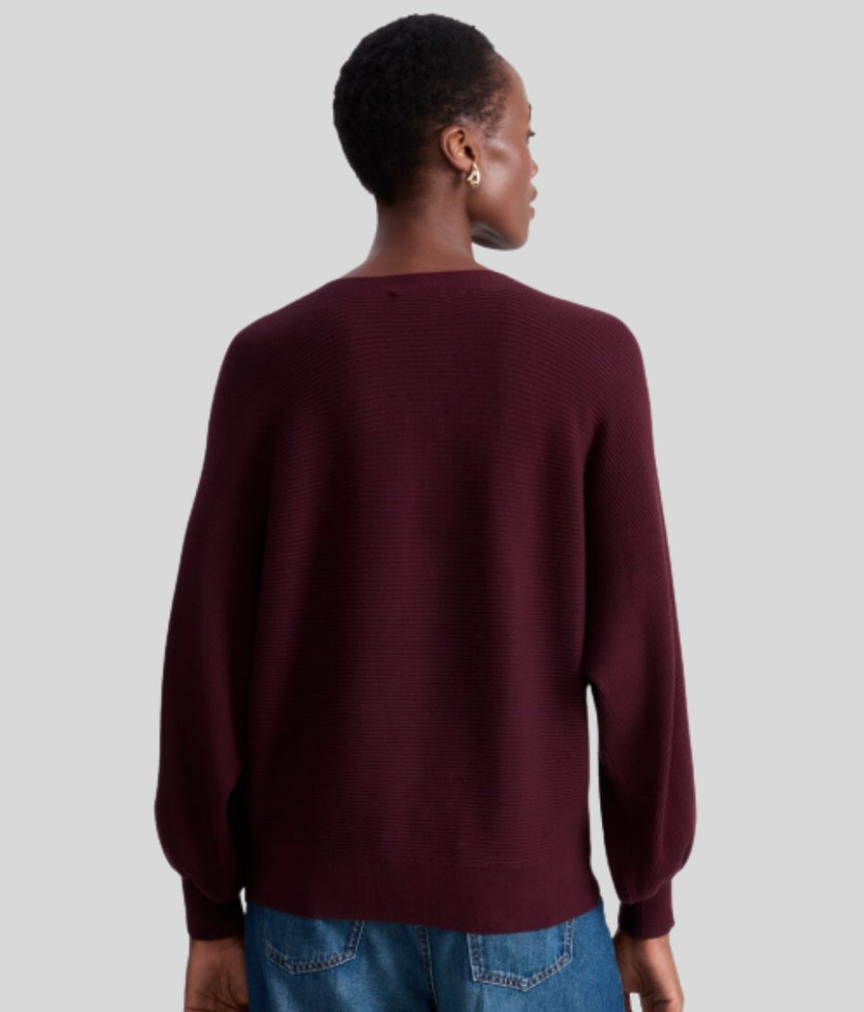 Burgundy Ribbed Batwing Jumper