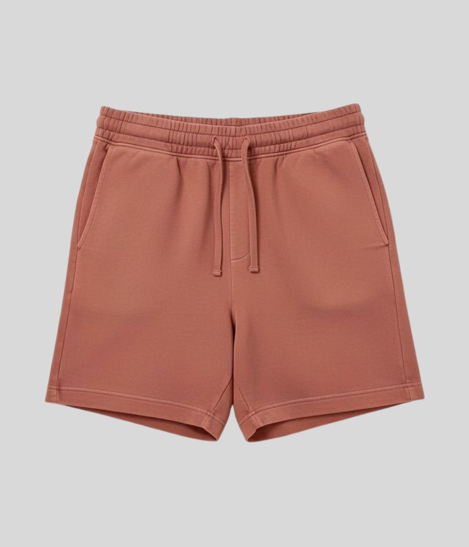 Mens Rust Relaxed Fit Garment Dyed Jersey Shorts