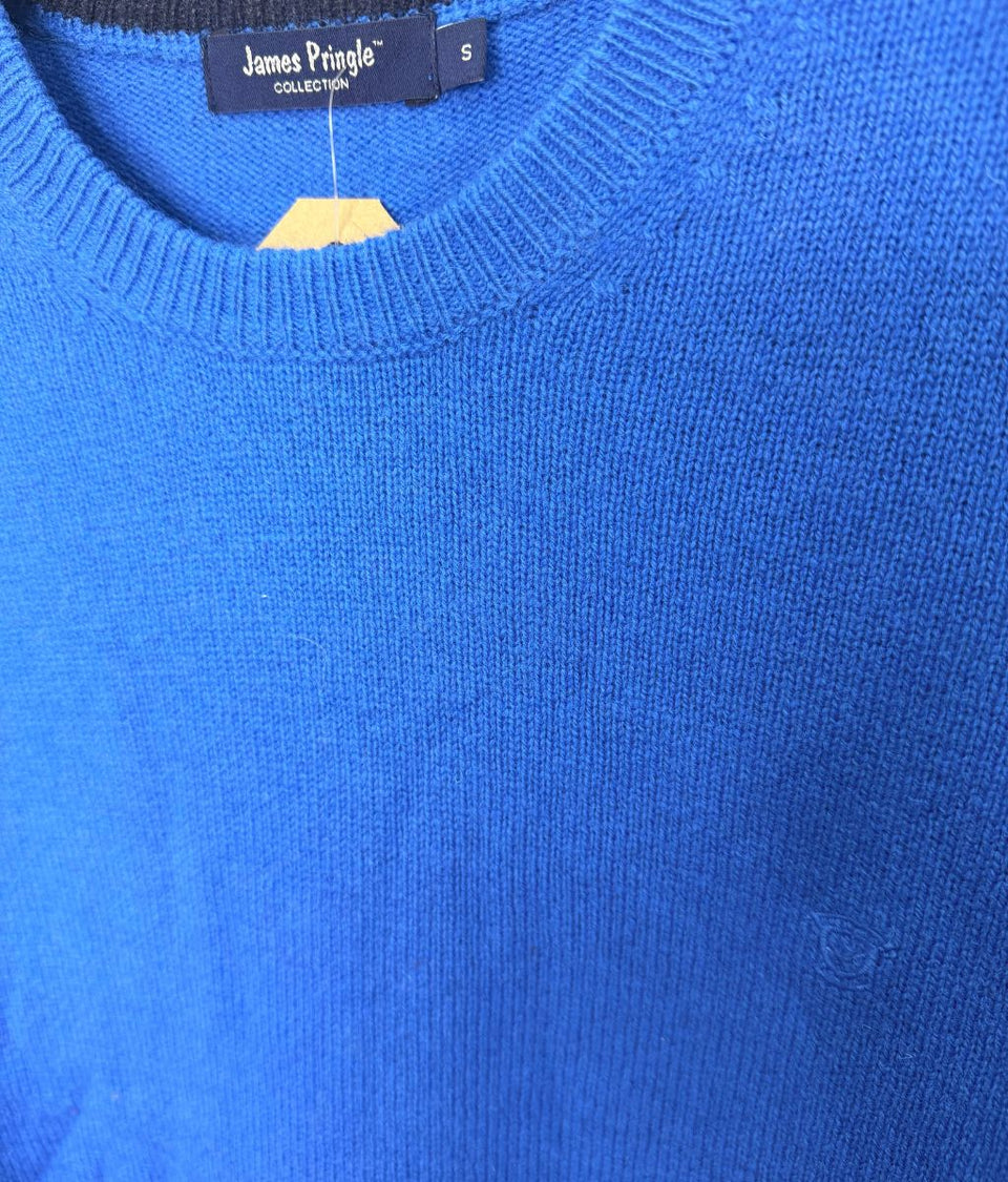 Mens Turquoise Wool Crew Neck Jumper