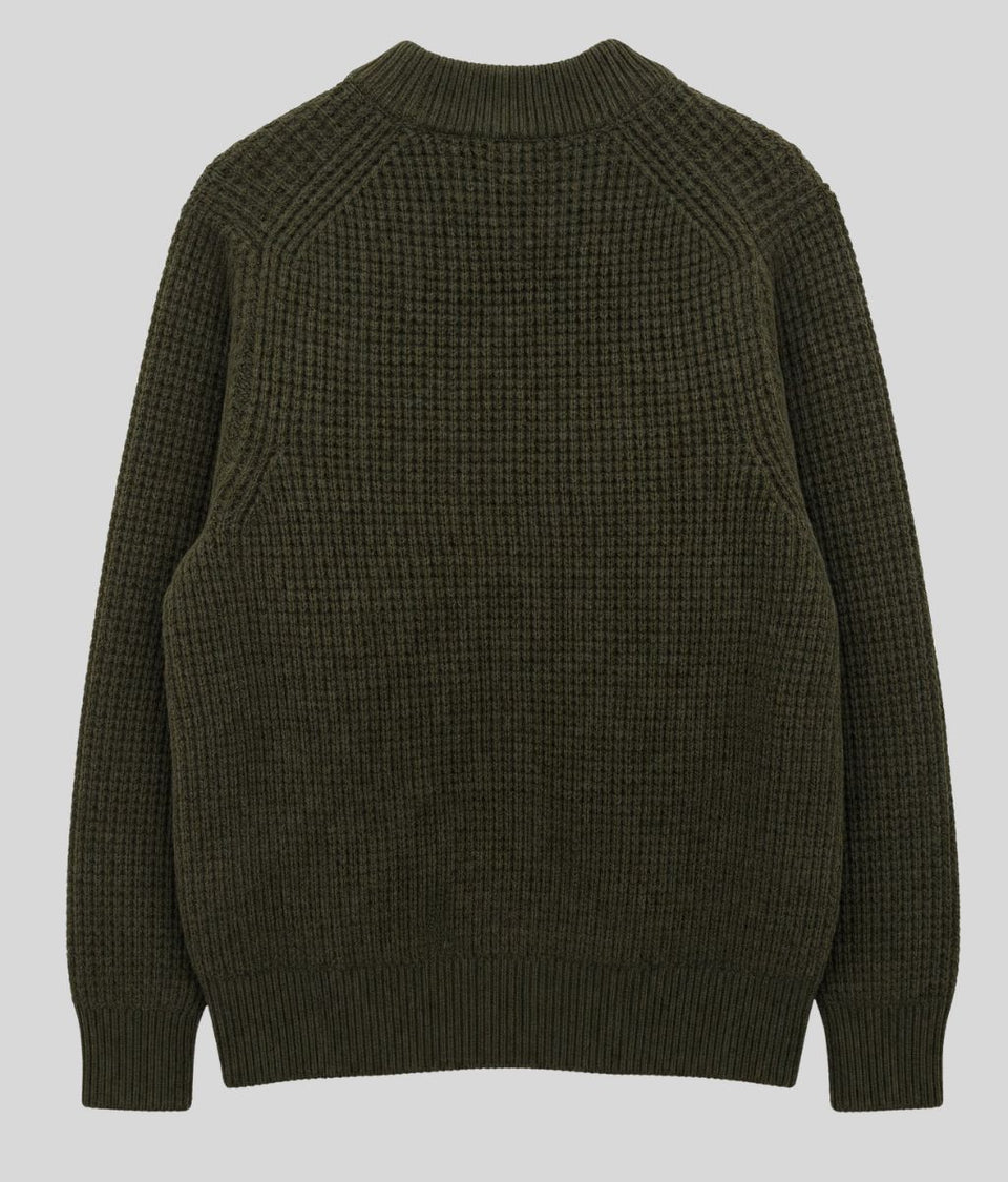 Mens Khaki Waffle Knit Jumper