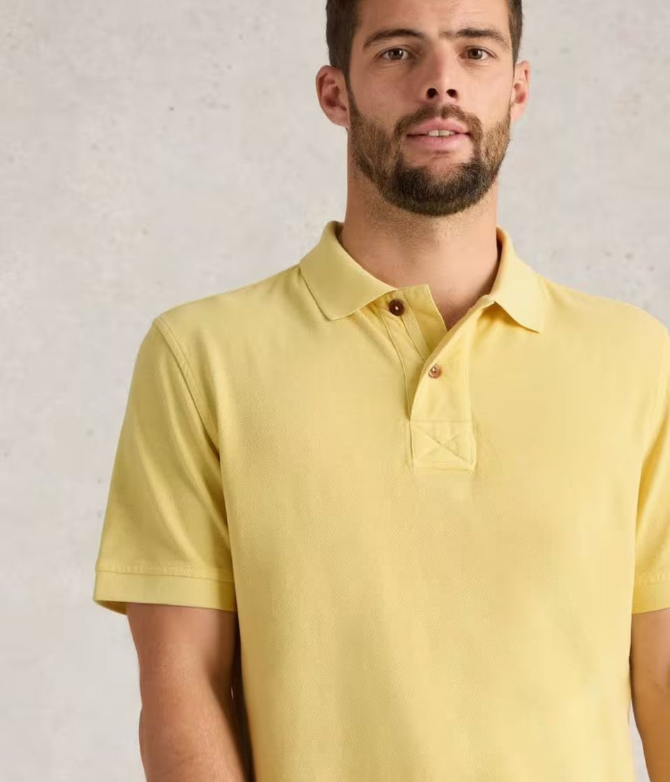 Mens Pale Yellow Cotton Polo Shirt