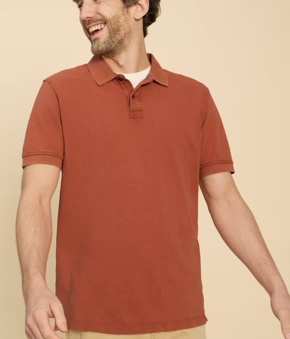 Mens Orange Cotton Polo Shirt