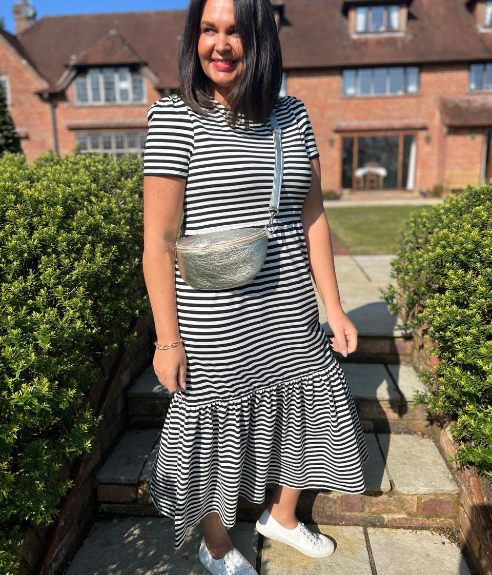 Black & White Premium Striped Jersey Dress