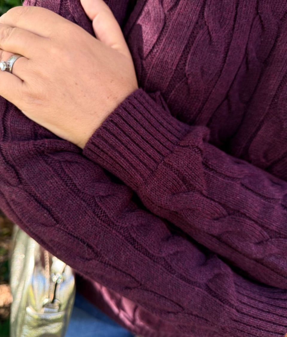 Maroon Heritage Chunky Cable Jumper