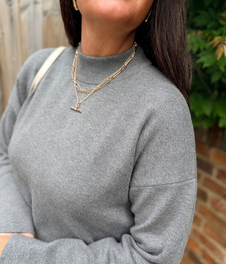 Grey Knitted Jumper Co-Ord