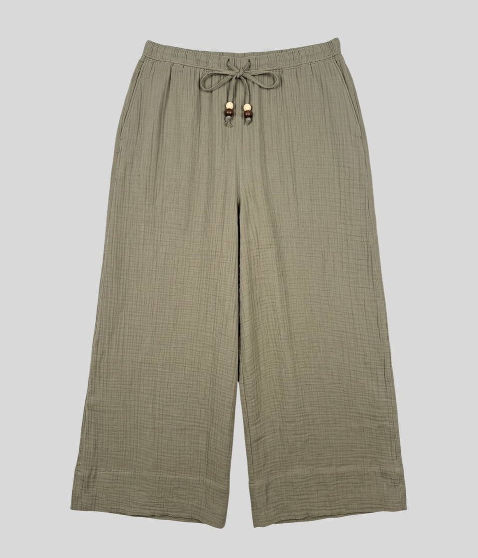 Khaki Pure Cotton Wide Leg Culottes