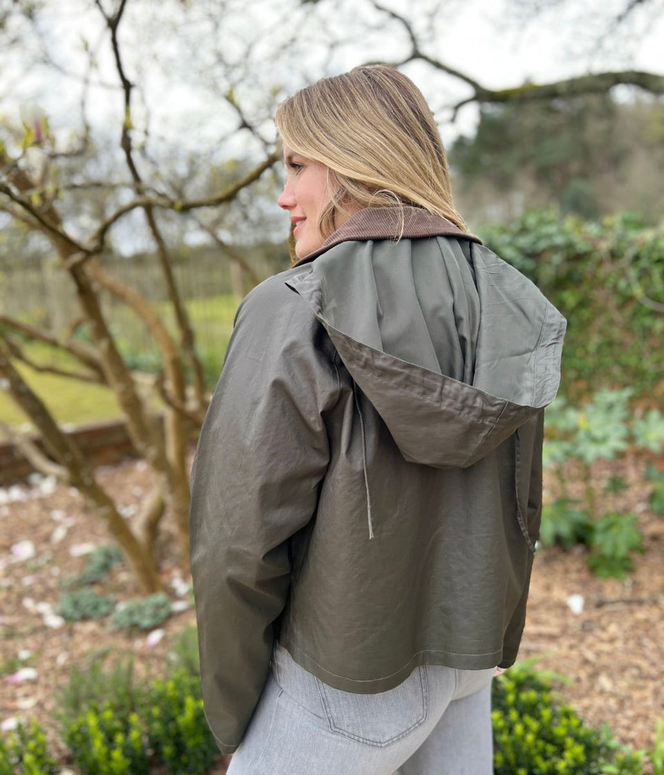 Khaki Riley Waxed Short Jacket