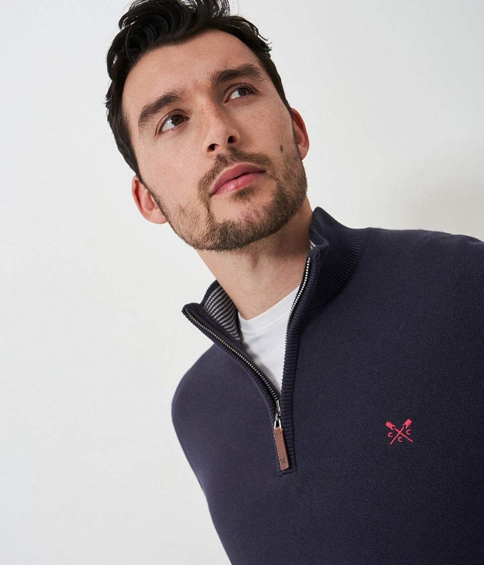 Navy Mens Cotton Half Zip Jumper