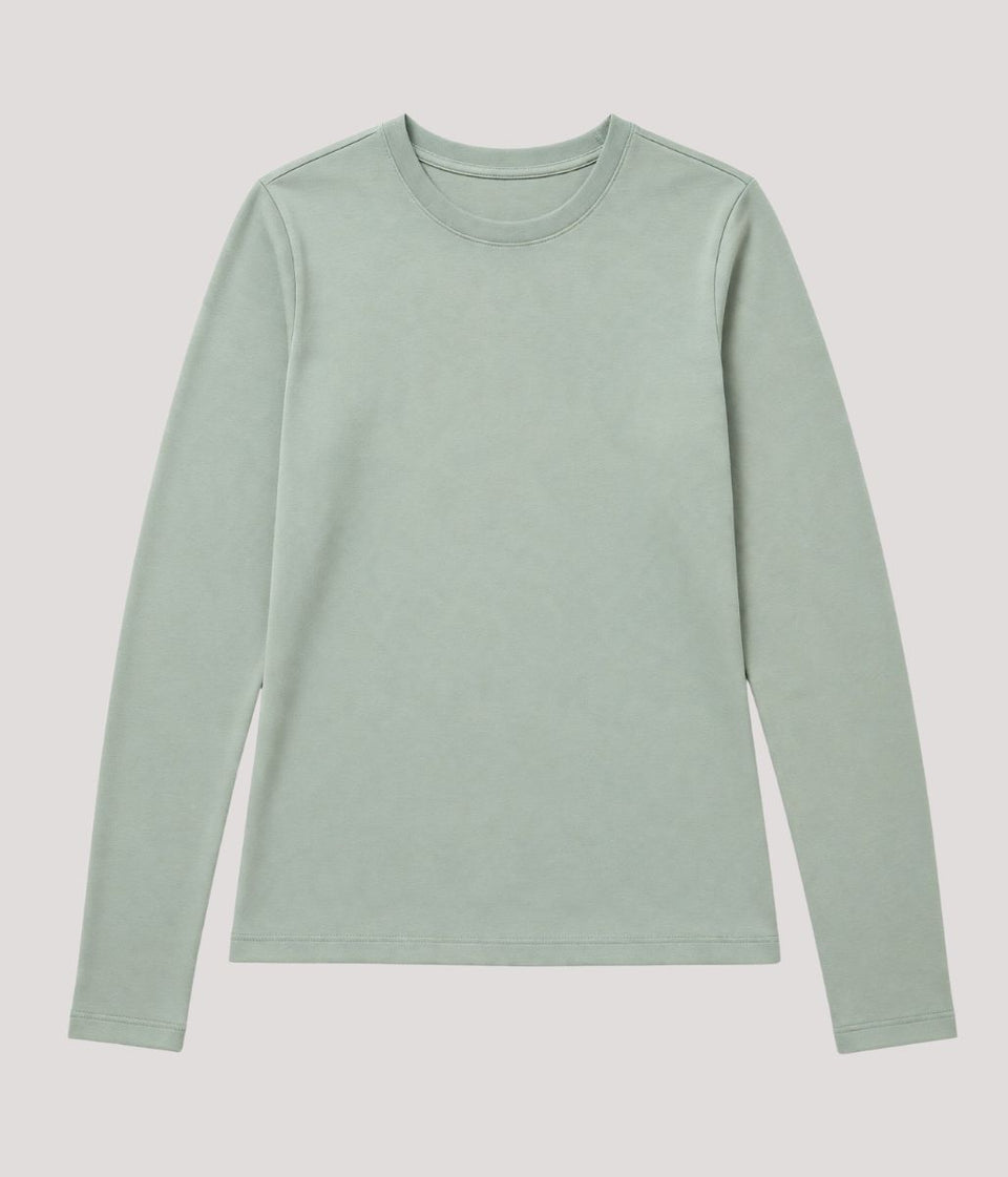 Green Long Sleeve Organic Cotton Slub T Shirt
