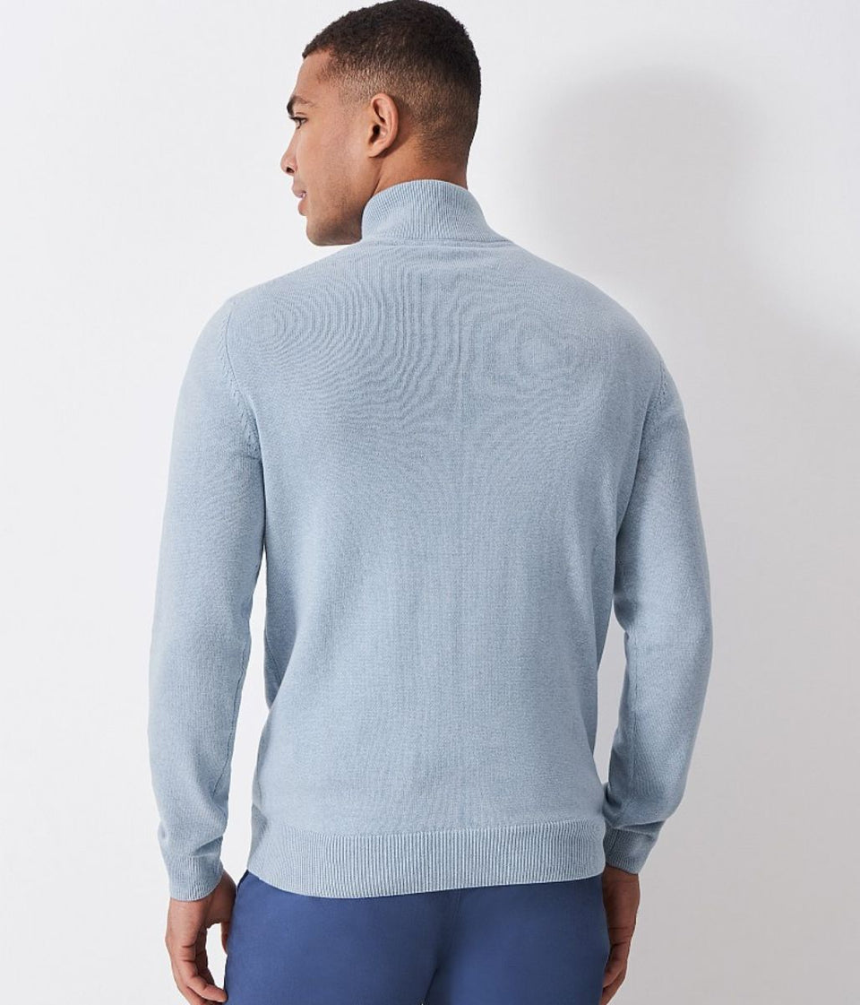 Light Blue Mens Cotton Half Zip Jumper