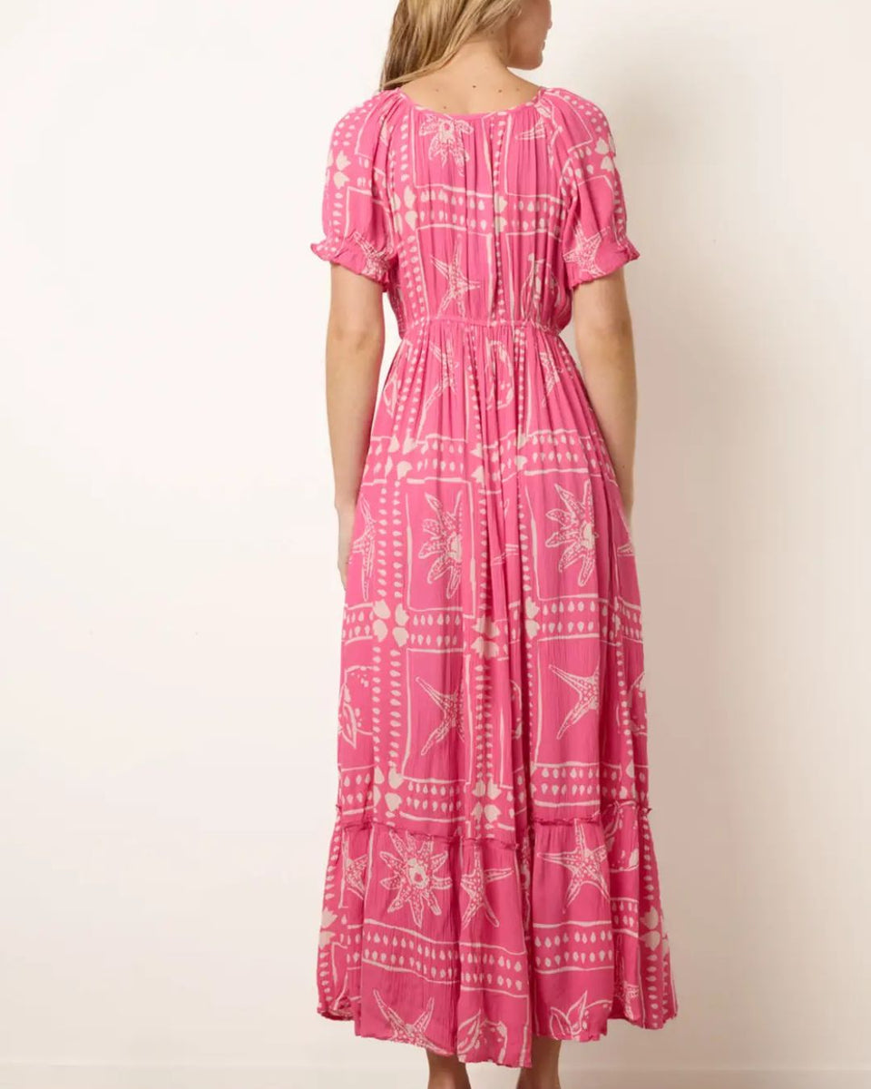 Pink Starfish Print Maxi Dress