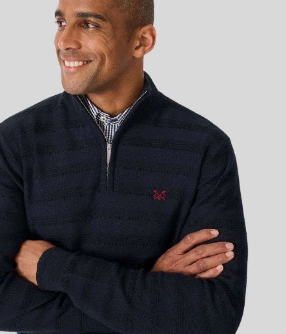 Navy Cashmere & Silk Blend 1/4 Zip Jumper
