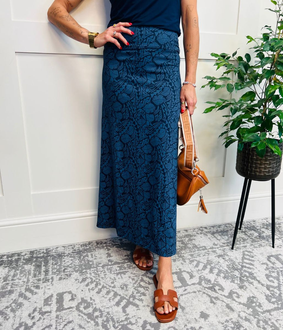 Navy Elder Jersey Maxi Skirt