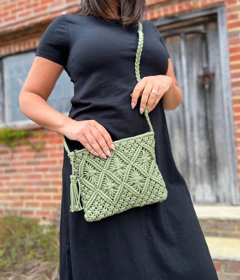 Green Cross Body Crochet Bag