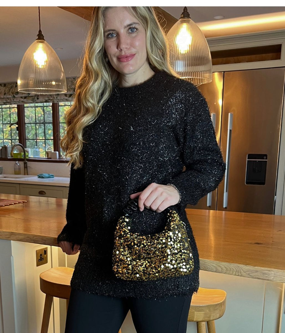 Black Sparkle Brushed Tunic Jumper