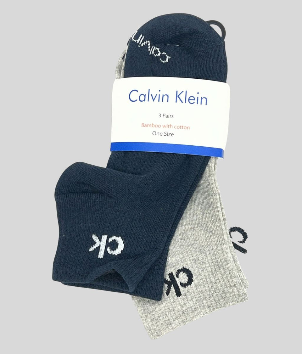 Calvin Klein Grey/White 3 Pack Ankle Socks