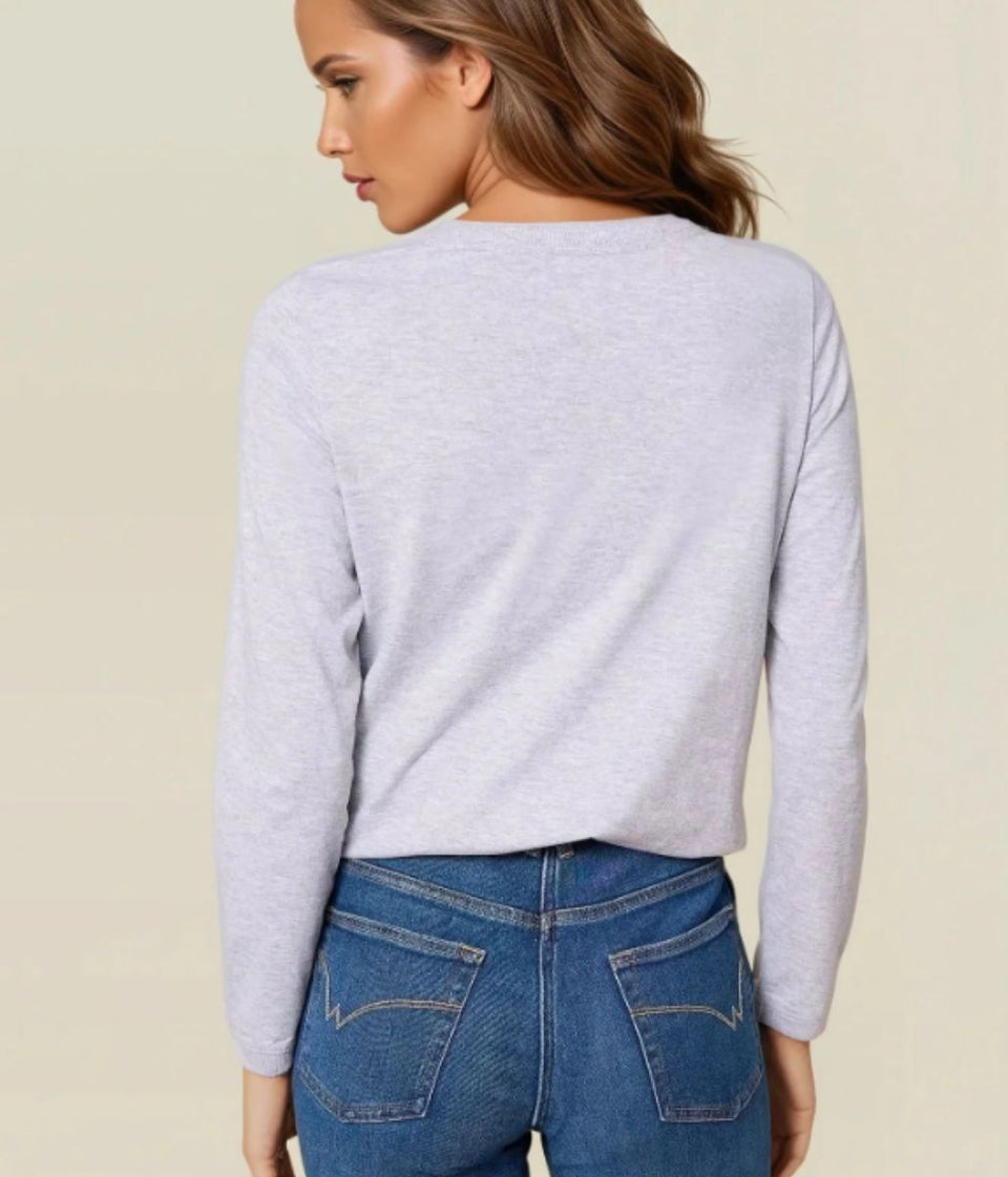 Grey Marl Long Sleeve Top