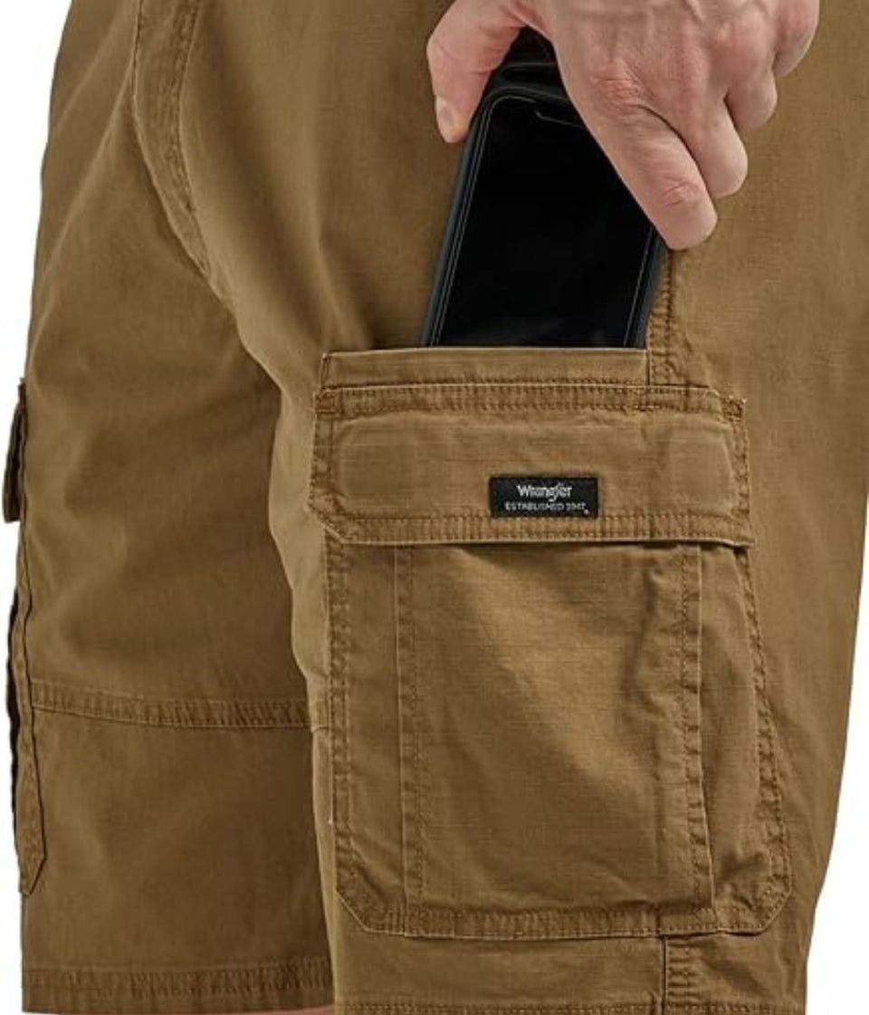 Mens Sand Relaxed Fit Cargo Shorts