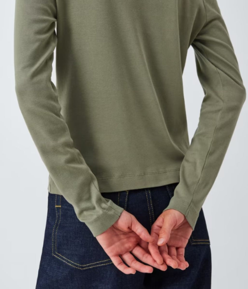 Khaki Organic Cotton Long Sleeve T Shirt