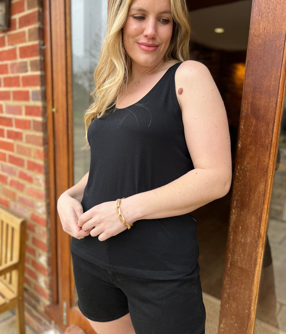 Black Relaxed Vest Top
