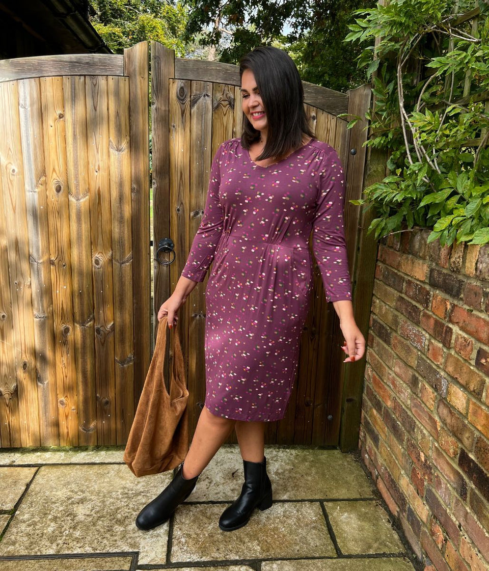 Tallie Plum Print Midi Dress