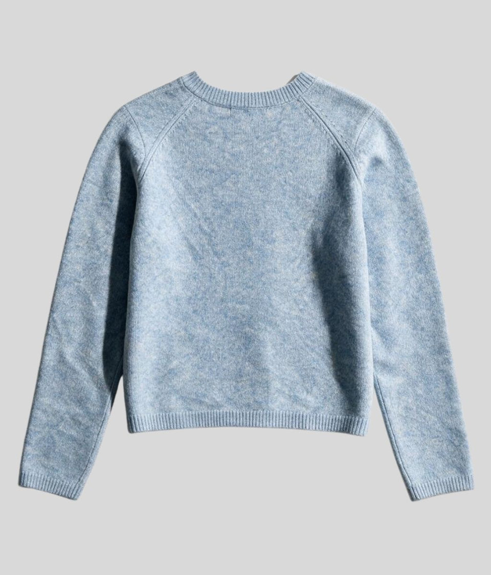 Light Blue Round Neck Soft Cardigan