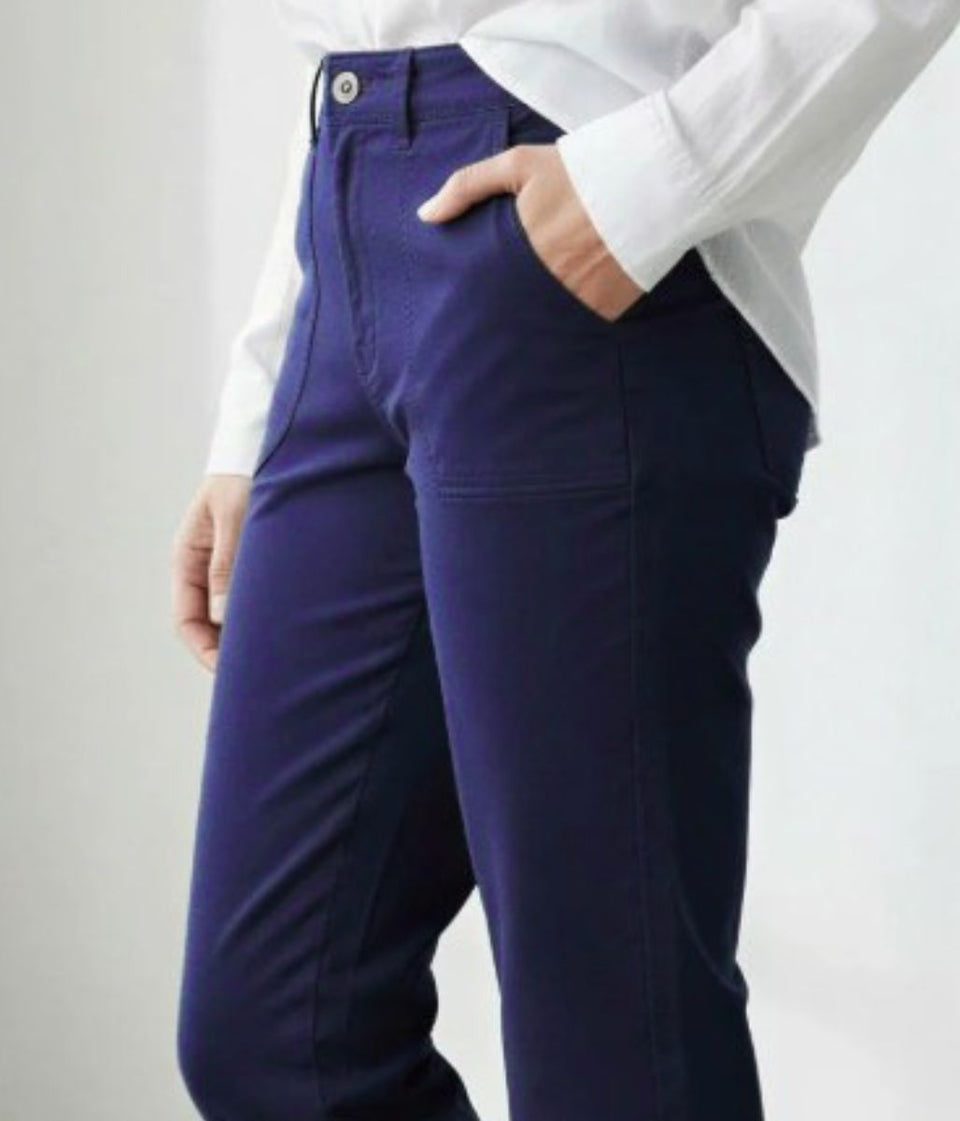Navy Cotton Twill Straight Trousers