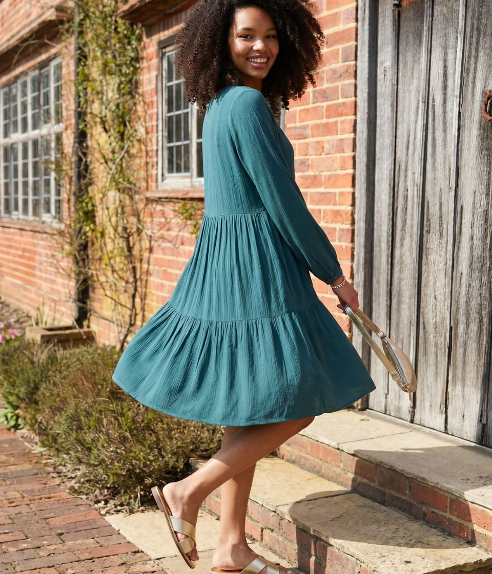 Teal Penelope Satin Dress
